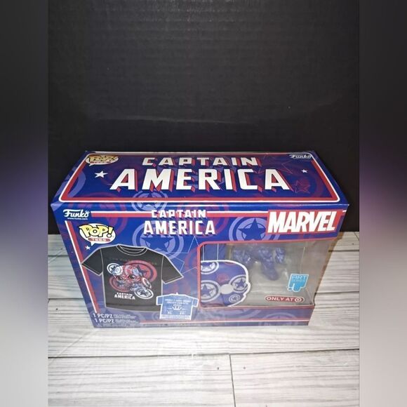 Funko POP Tee Marvel Exclusive Art Series T-Shirt XL Bobble Head Captain America - Picture 1 of 8
